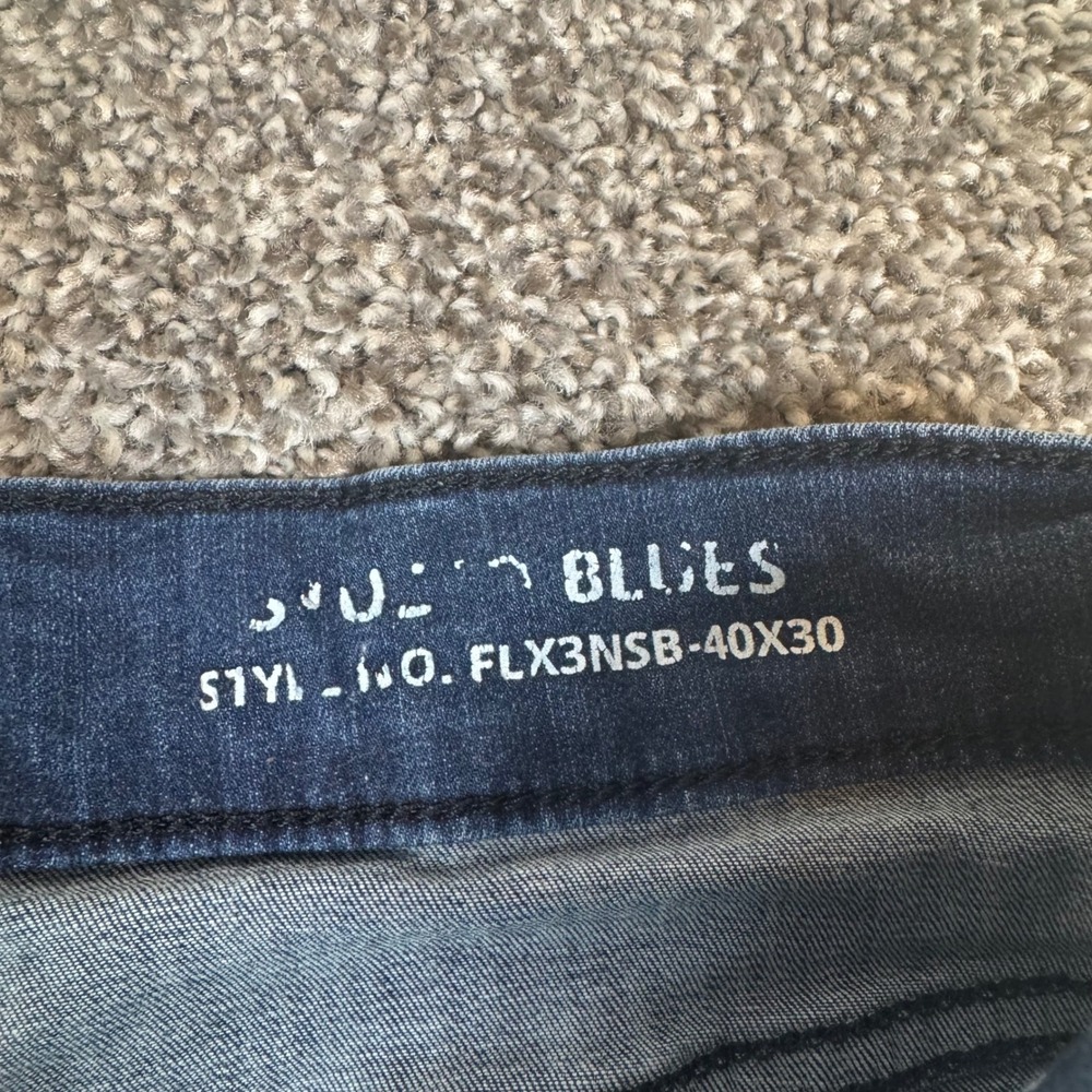Mugsy Studio Blues Mens Slim Straight Dark Wash Stretch Jeans 40x30 FLX3NSB - Picture 4 of 10